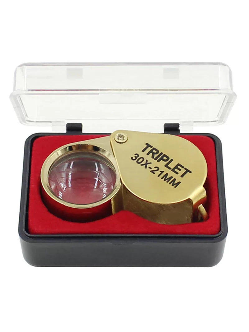 10-30X Gold/Silver Boxed Portable Blinds Folding Three Piece Jewelry/Labels/Reading Eye Tools Reading Magnifying Glass [10]