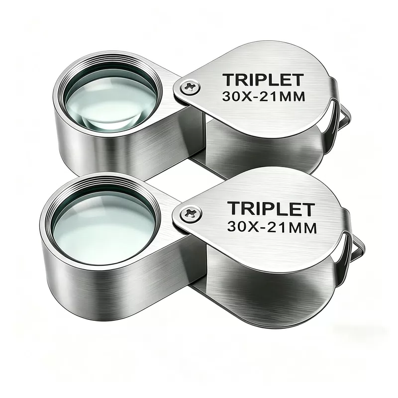 10-30X Gold/Silver Boxed Portable Blinds Folding Three Piece Jewelry/Labels/Reading Eye Tools Reading Magnifying Glass [15]