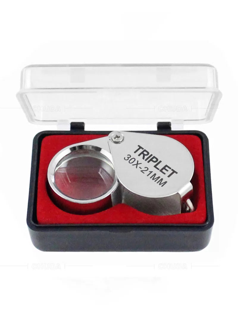 10-30X Gold/Silver Boxed Portable Blinds Folding Three Piece Jewelry/Labels/Reading Eye Tools Reading Magnifying Glass [7]