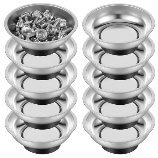 10 Pcs Stainless Steel Magnetic Parts Tray Set, 3 Inch Round Bowls... [1]