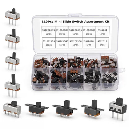 110PCS SPDT Mini Slide Switch Kit Micro 9Values readboard Switches... [1]