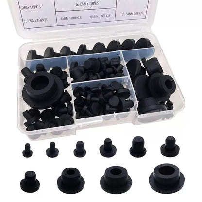 115Pcs Silicone Rubber Hole Plugs Set - 10 Sizes T-Type Black [1]