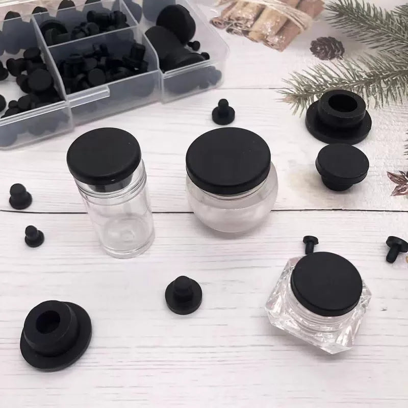 115Pcs Silicone Rubber Hole Plugs Set - 10 Sizes T-Type Black [4]