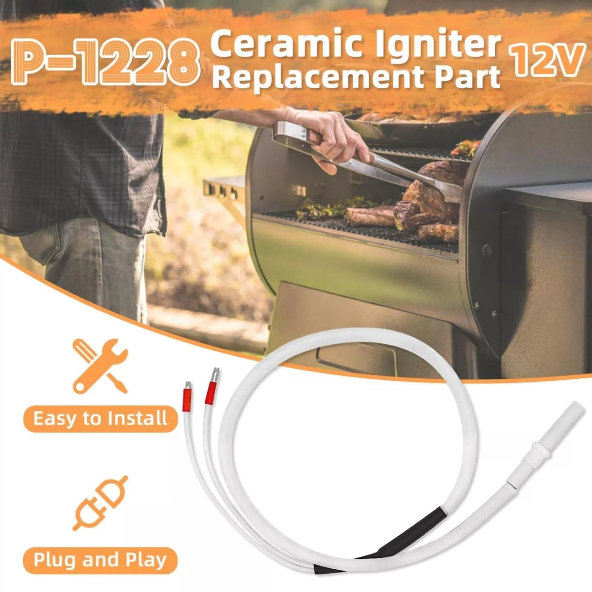 12V Ceramic Igniter Compatible with Green Mountain GMG P-1228 [6]