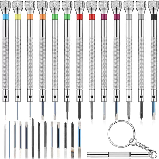13 Pieces Jewelers Screwdriver Set Micro Precision Watchmaker Silver [1]