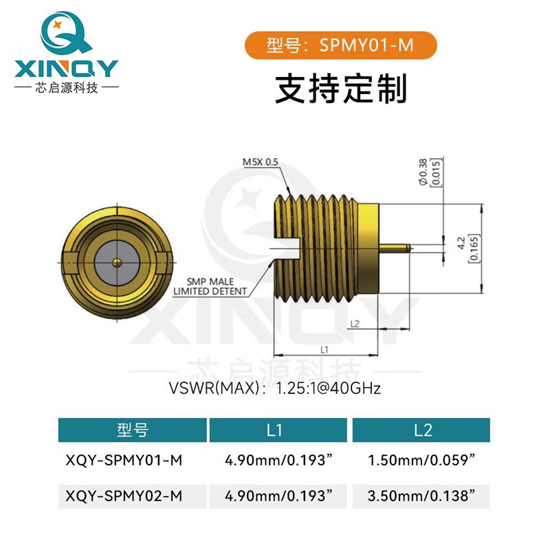 XINQY GPO Embedded Hermetic Connector, 40G Semi-Escapement RF Connector, Glass Sintered, SPMY02-M/1 piece