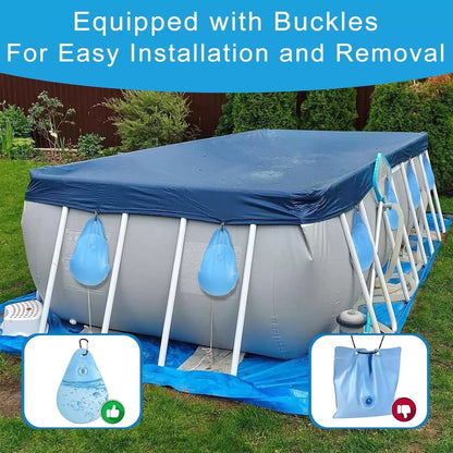 16 Pack Pool Cover Weights with Hooks, PVC Tarp Hanging Bags for Light Blue [2]