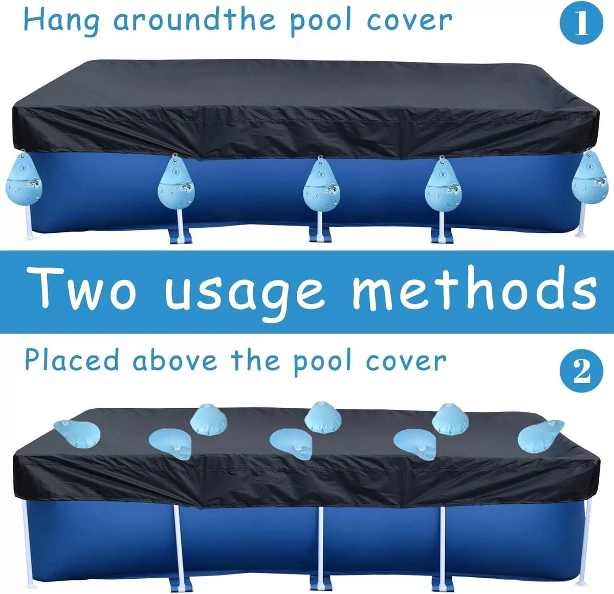 16 Pack Pool Cover Weights with Hooks, PVC Tarp Hanging Bags for Light Blue [6]