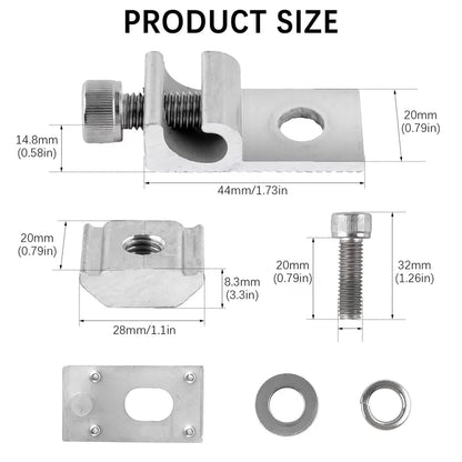 16 Pcs Solar Panel Grounding Lugs, Stainless Steel, Silver, Mount Silver [2]