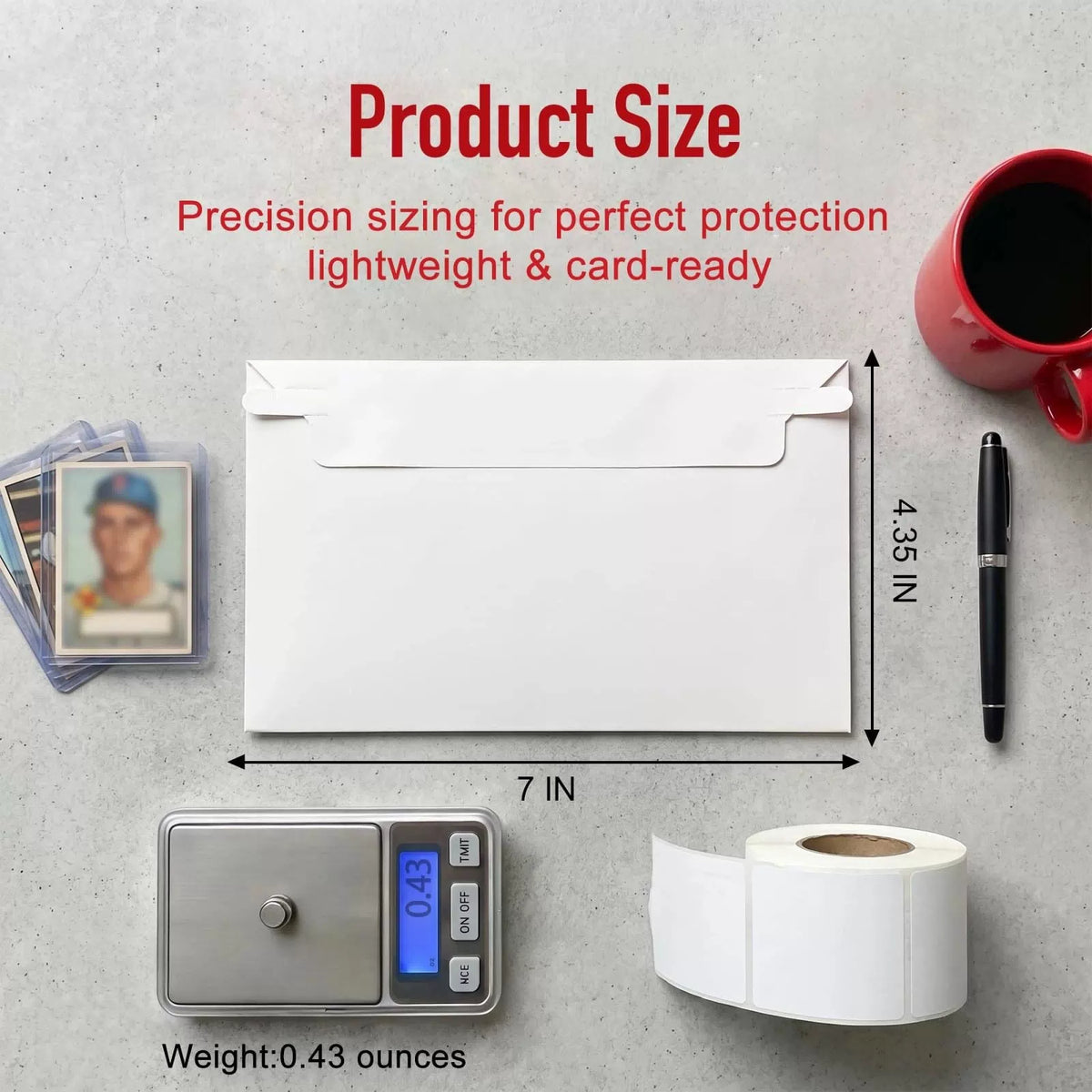 180 Pack Rigid Card Envelopes for Trading 7 x 4.3 x 0.1 inches, White [4]