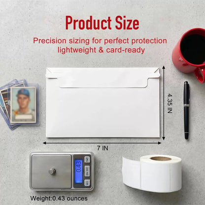 180 Pack Rigid Card Envelopes for Trading 7 x 4.3 x 0.1 inches, White [4]