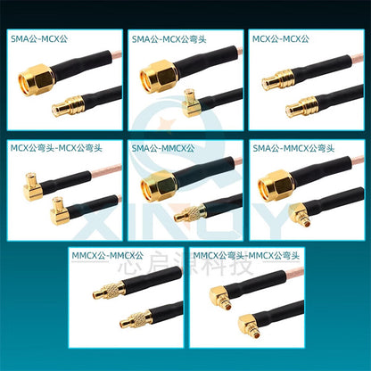 XINQY Coaxial Communication Feeder Cable SMA/MCX/MMCX RF Connection Cable 0-6G Antenna Equipment Interconnection SMA Male Connector - MCX Male Elbow Connector Length 1.5m/3pcs