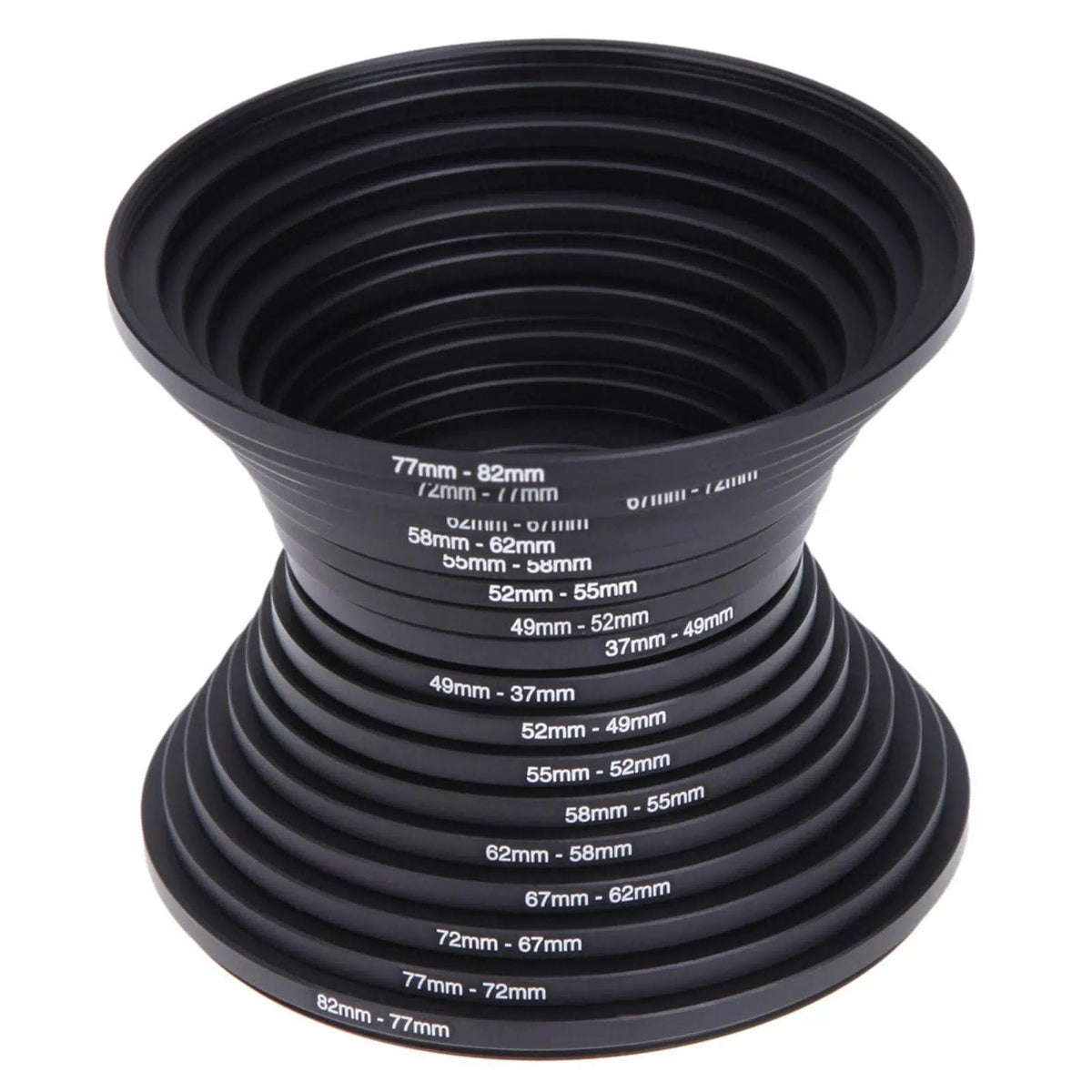 18Pcs 67-82mm Metal Step Up Down Filter Ring Adapter Set Compatible Black [1]