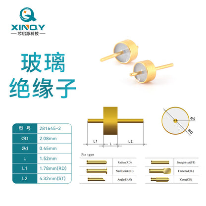 XINQY SMA-KFD RF Connector 27G Cavity Module with Glass Bead Pins, Solderless Panel Head, 0.45 Glass Bead Pin + Connector Combination / 2 Pieces