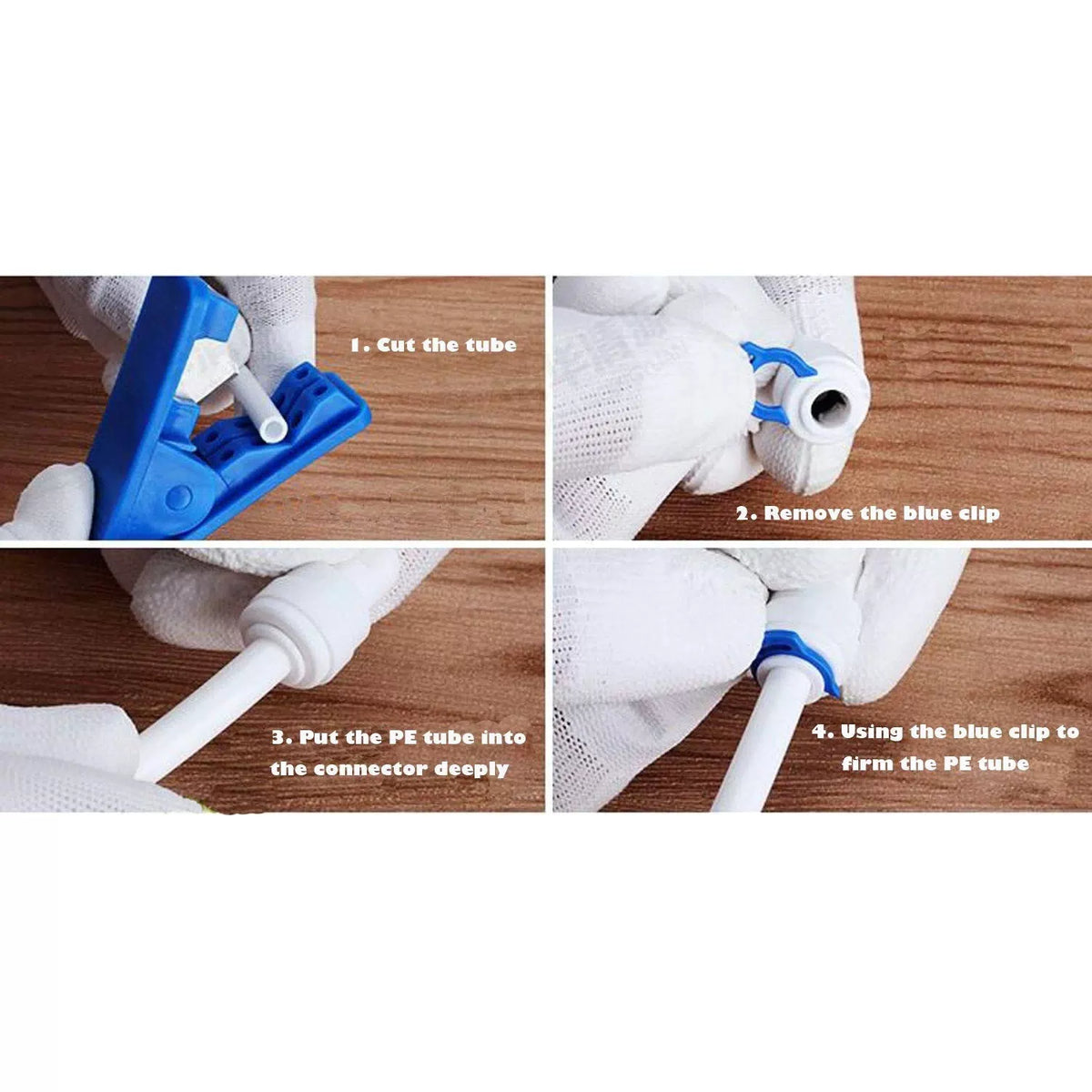 1/4" OD Quick Connect Push in to 32 ft tube + 10 pcs Connector, White [4]