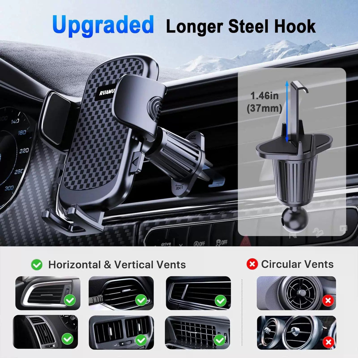 [2026 ] Car Phone Holder for Vertical/Horizontal Compact, Black [5]