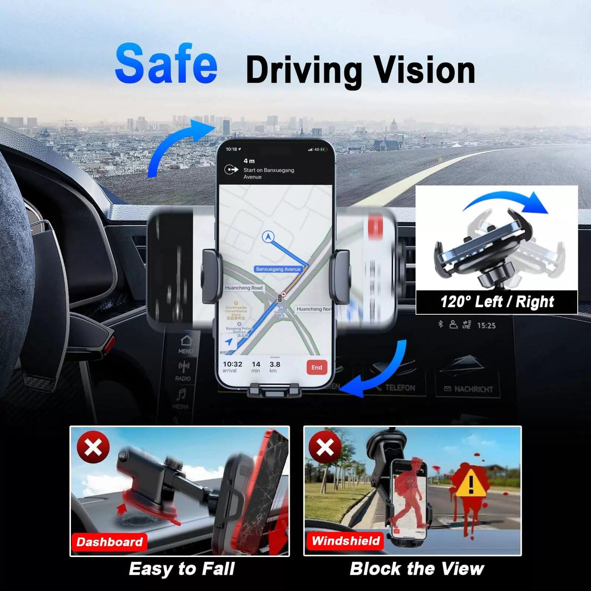 [2026 ] Car Phone Holder for Vertical/Horizontal Compact, Black [8]