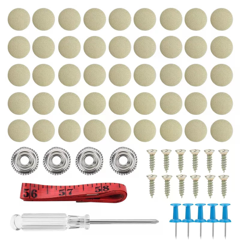 202 Pieces Car Roof Headliner Repair Button Kit, Ceiling Fabric Beige [1]