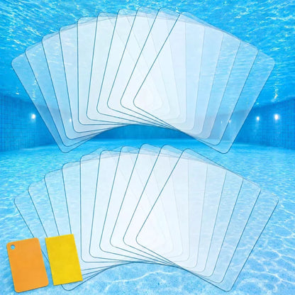 20pcs Self-Adhesive Underwater Vinyl Pool Patch Kit - 4in x Clear [1]