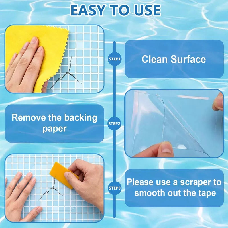 20pcs Self-Adhesive Underwater Vinyl Pool Patch Kit - 4in x Clear [7]