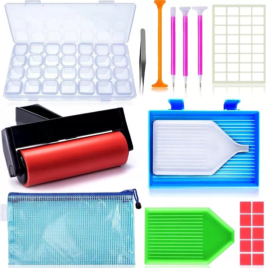 22 Pieces 5D Diamonds Painting Tools and Accessories Kits with Diamond Red [1]