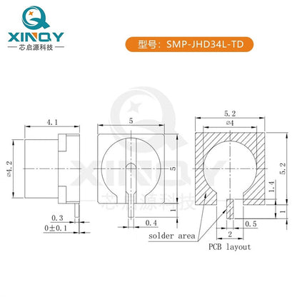 XINQY GPO Surface Mount Connector SMP-JHD34 Semi-Escapement PCB/Printed Circuit Board Surface Mount Socket with 5 SMP/GPO (18G) Optical Visors