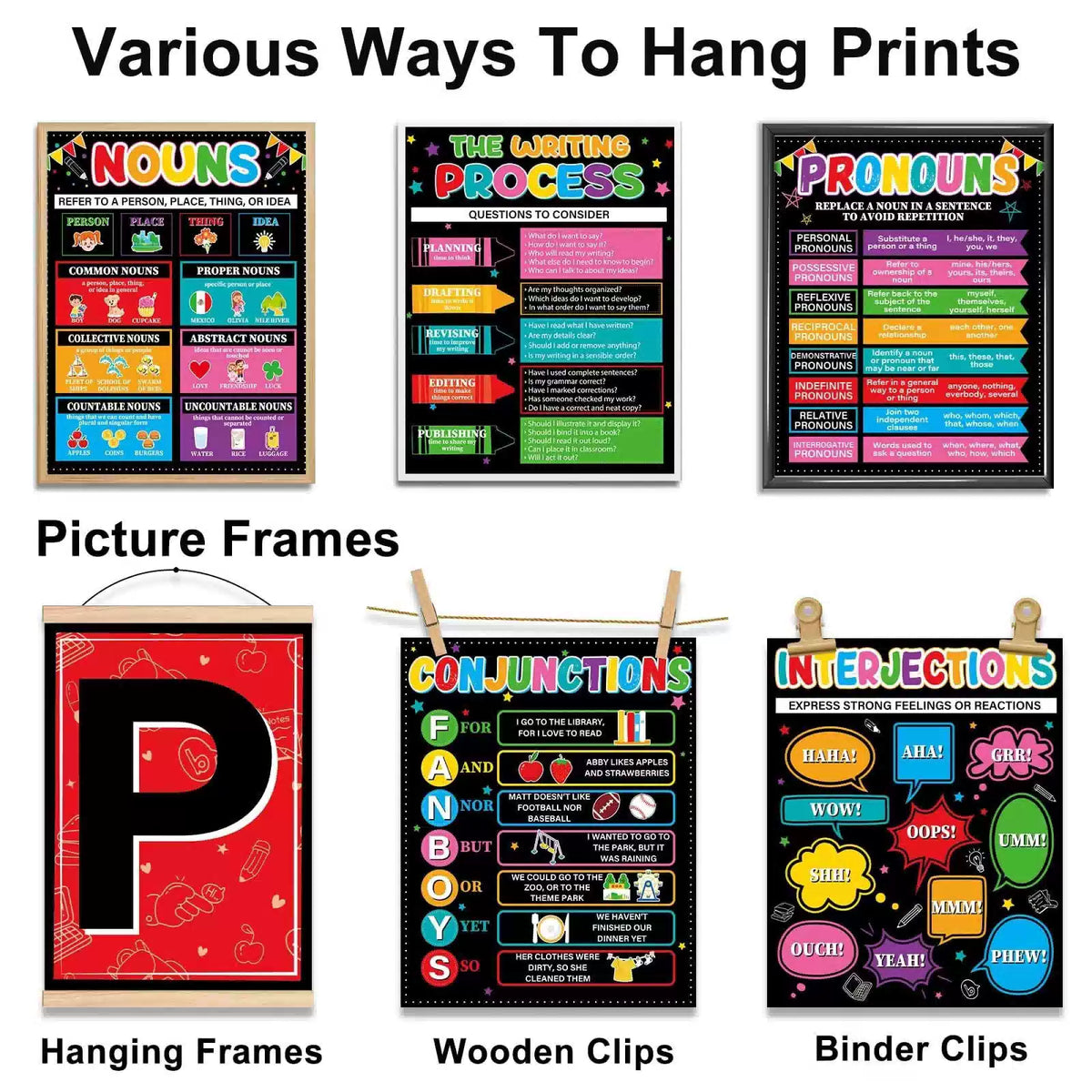 28Pcs Parts Of Speech Posters For Classroom Educational medium, Colorful [4]