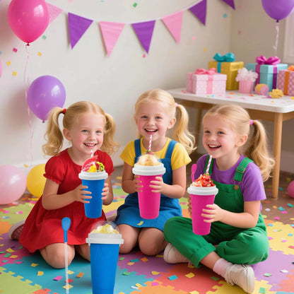 2PCS Slushie Maker Cup, Quick Frozen Magic Cups for Homemade 350ML, Blue+Pink [2]