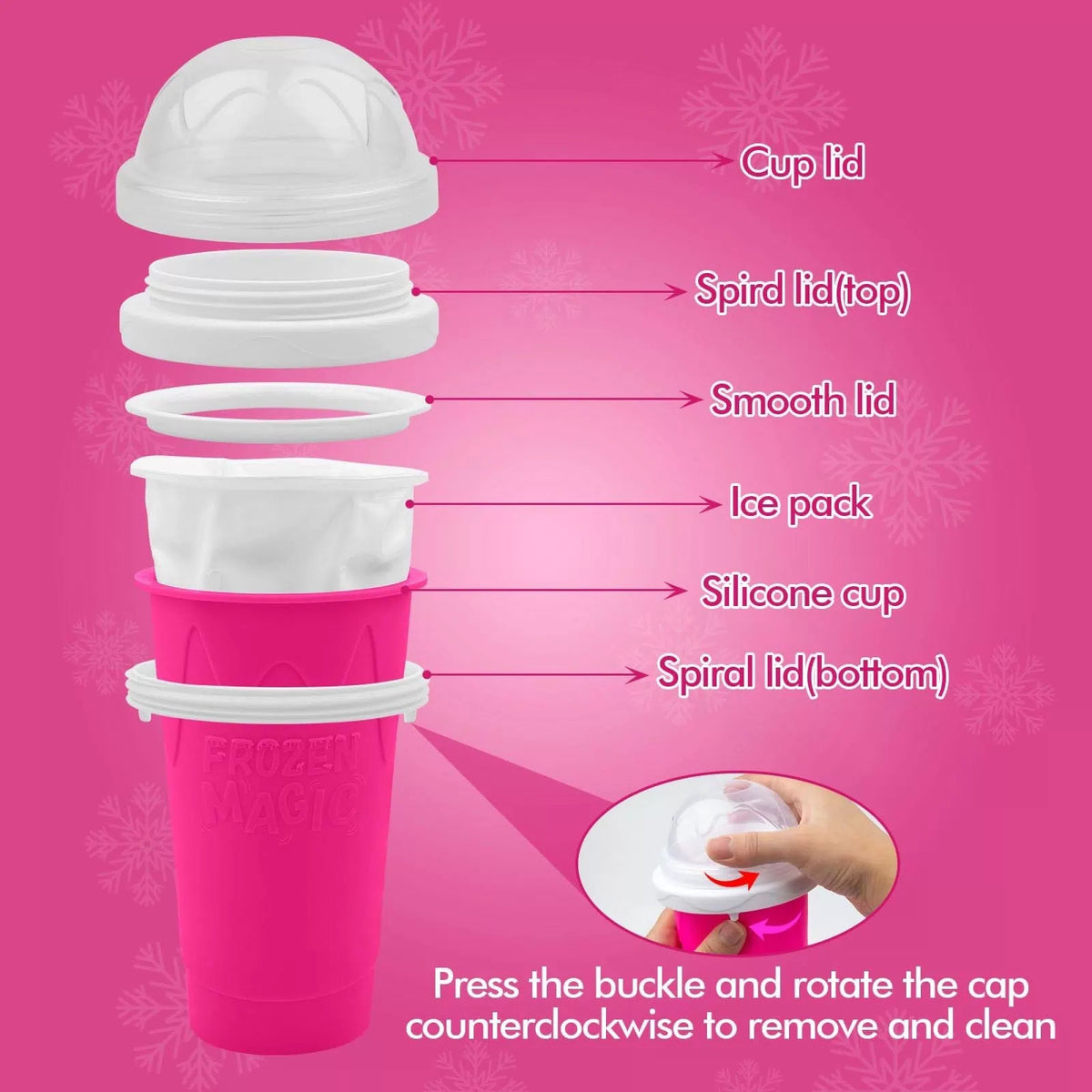 2PCS Slushie Maker Cup, Quick Frozen Magic Cups for Homemade 350ML, Blue+Pink [3]
