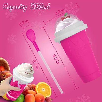 2PCS Slushie Maker Cup, Quick Frozen Magic Cups for Homemade 350ML, Blue+Pink [4]