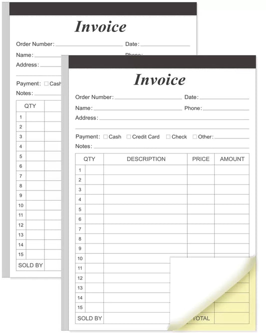 (2-Pack) Invoice Receipt Book with Cardboard 2-Part Carbonless, 5.5" x 8.5"... [1]