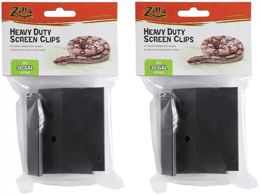 (2 Pack) Zilla Reptile Terrarium Covers Heavty Duty Screen Clips, Large Black [1]