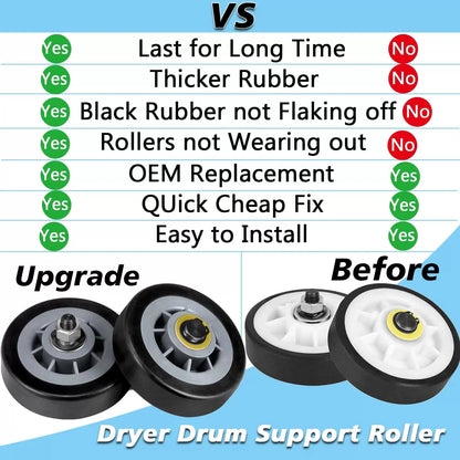 303373K Dryer Drum Support Roller, 2 PACK (Upgrade 2024) Roller Wheel Drum... [2]