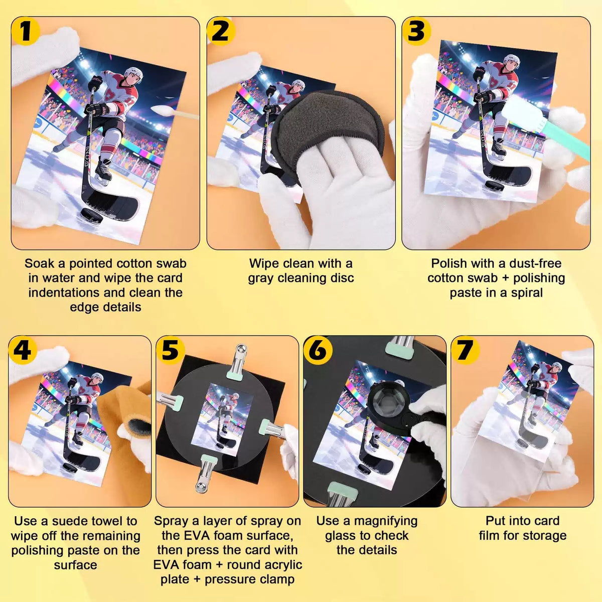 320 PCS Card Cleaning Kit, Flattening Kit for TCG Black White Yellow [6]