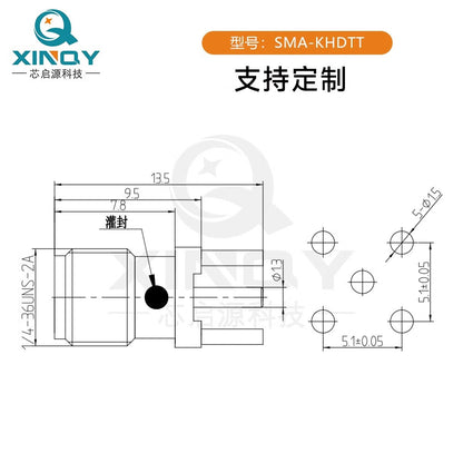 XINQY Printed Circuit Board RF Connector Vertical Mount Soldering Socket SMAKE-TB (0-6GHz) 10-piece set