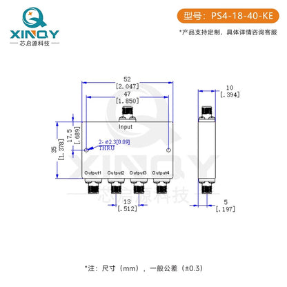 XINQY 2.92mmWave RF Microstrip Power Divider: 1-to-4 18-40G Signal Test Splitter (17-31GHz)