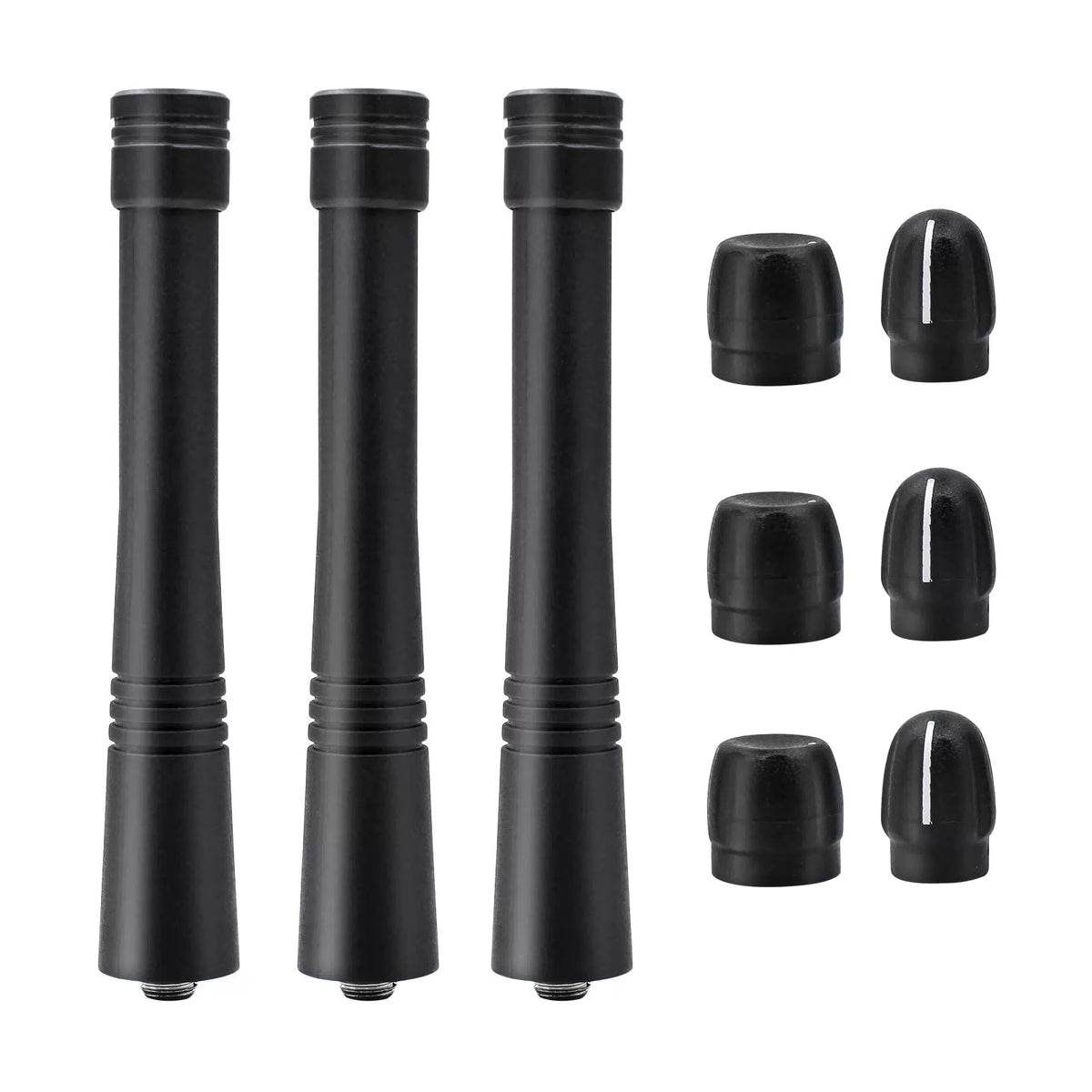 3Set VHF Stubby Antenna & Volume Knob + Channel Cap for Motorola Black [1]