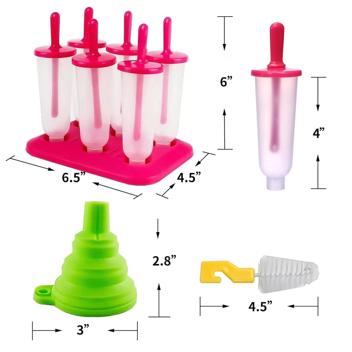 3 Sets Popsicle Molds Ice Pop Maker with Funnel Brush colorful [2]