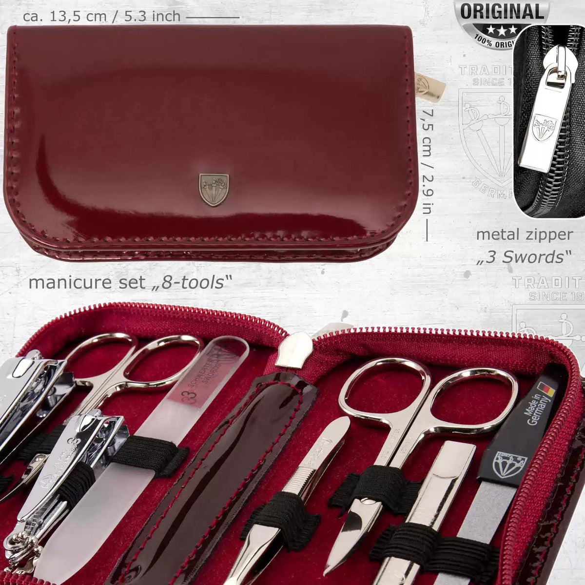 3 Swords Germany -  quality 8 piece manicure BURGUNDY - LAQUERED [5]