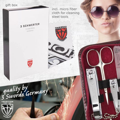 3 Swords Germany -  quality 8 piece manicure BURGUNDY - LAQUERED [6]