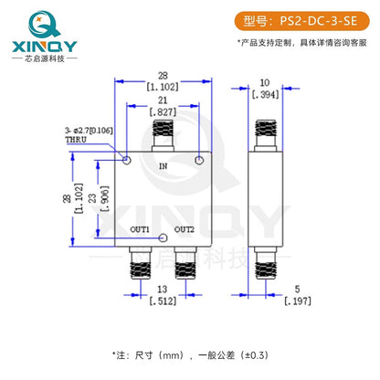 XINQY SMA 1-to-2 Resistive Power Divider DC-3G 10K Low Frequency 3000M Clock Line Power Divider 0-3GHz