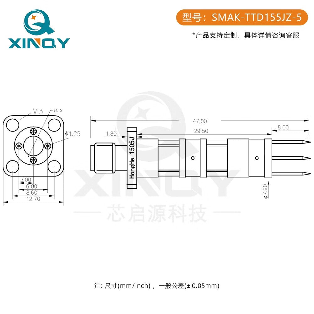 XINQY RF Test Probe 11G Pointed/Spider Tip High-Frequency PCB Circuit Board Fixture Test Head 4-Pin Option Pointed Tip (See Details Page for Styles)