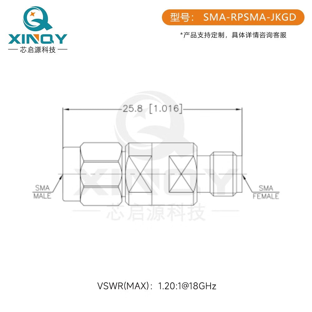 XINQY 18G Coaxial Adapter, SMA Male to Female, Reverse Polarity Adapter, External Thread to Internal Thread, SMA-JK, Internal Thread to External Thread to Internal Thread