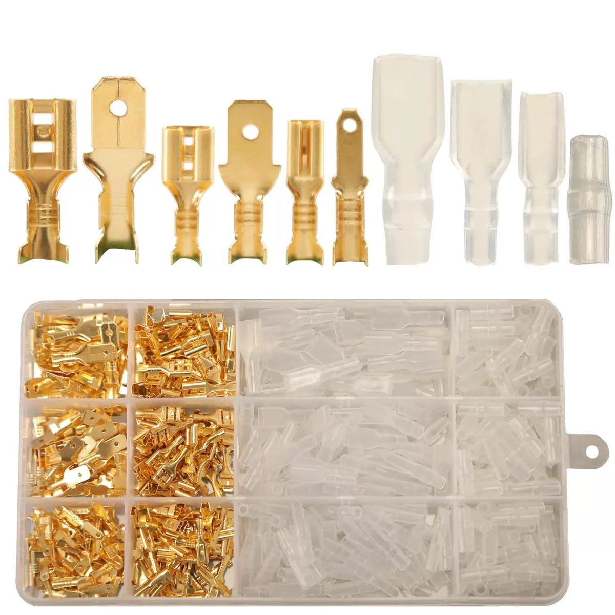 480pcs Male and Female Spade Connectors Kit With Insulating Sleeve - Gold [1]