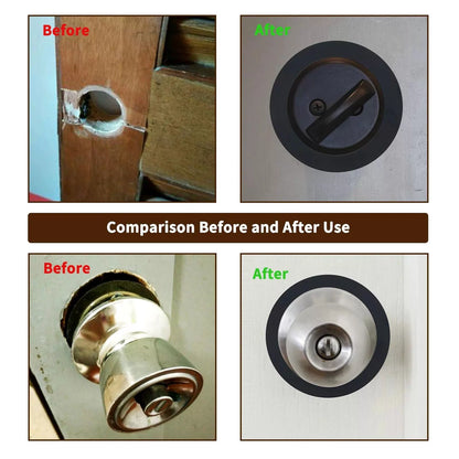 4 Pcs Door Knob/Deadbolt Reinforcement Plate, 2-1/8" Inner Diameter, Black-4 [5]