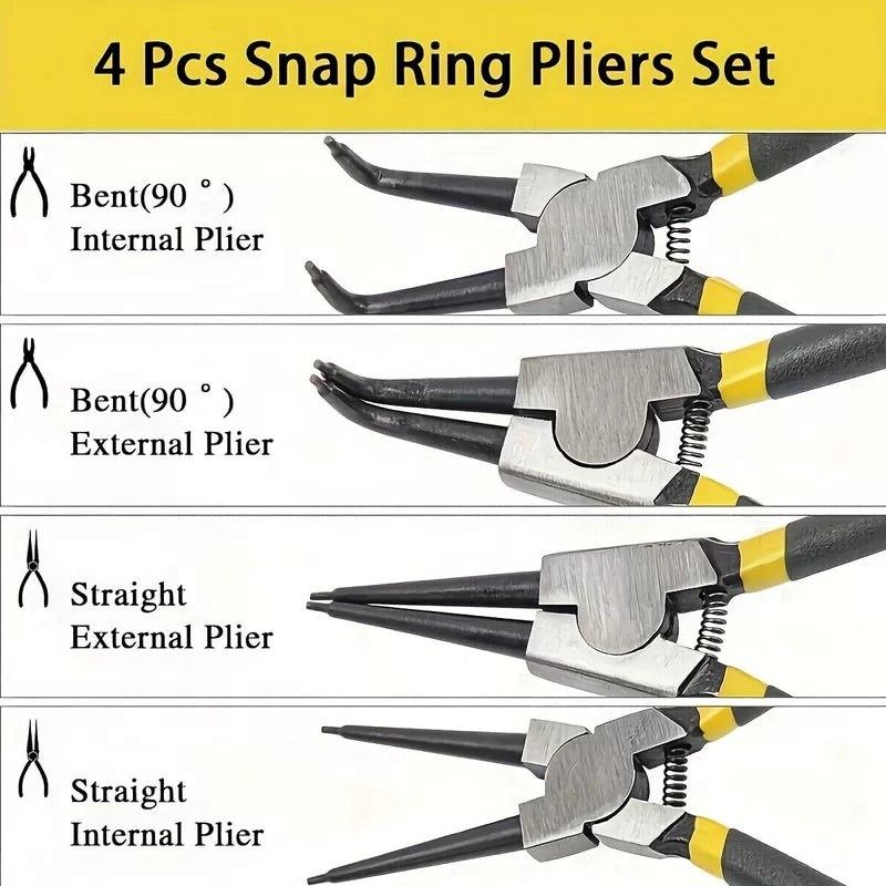 4 Pcs Snap Ring Pliers Set, 7 Inches Internal/External Heavy Duty for Ring Remover Retaining Straight Bent Lock Pliers Set - AliExpress [2]