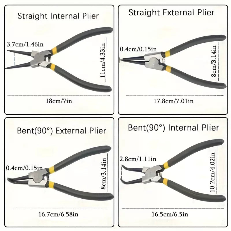 4 Pcs Snap Ring Pliers Set, 7 Inches Internal/External Heavy Duty for Ring Remover Retaining Straight Bent Lock Pliers Set - AliExpress [4]