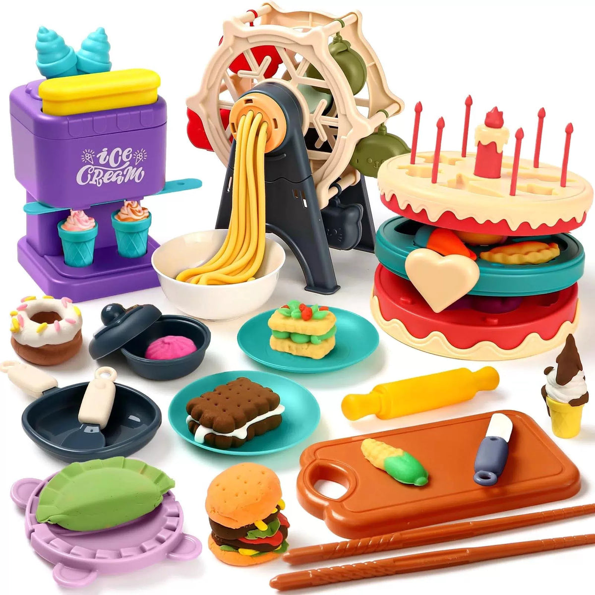 4 in 1 Playdough Sets for Kids Ages 4-8, 24 Colors Dough Accessories Colorful [1]