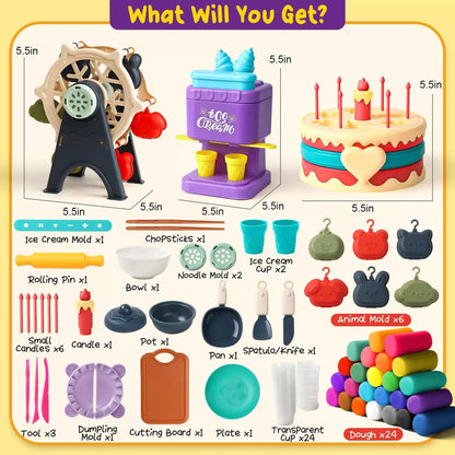 4 in 1 Playdough Sets for Kids Ages 4-8, 24 Colors Dough Accessories Colorful [2]