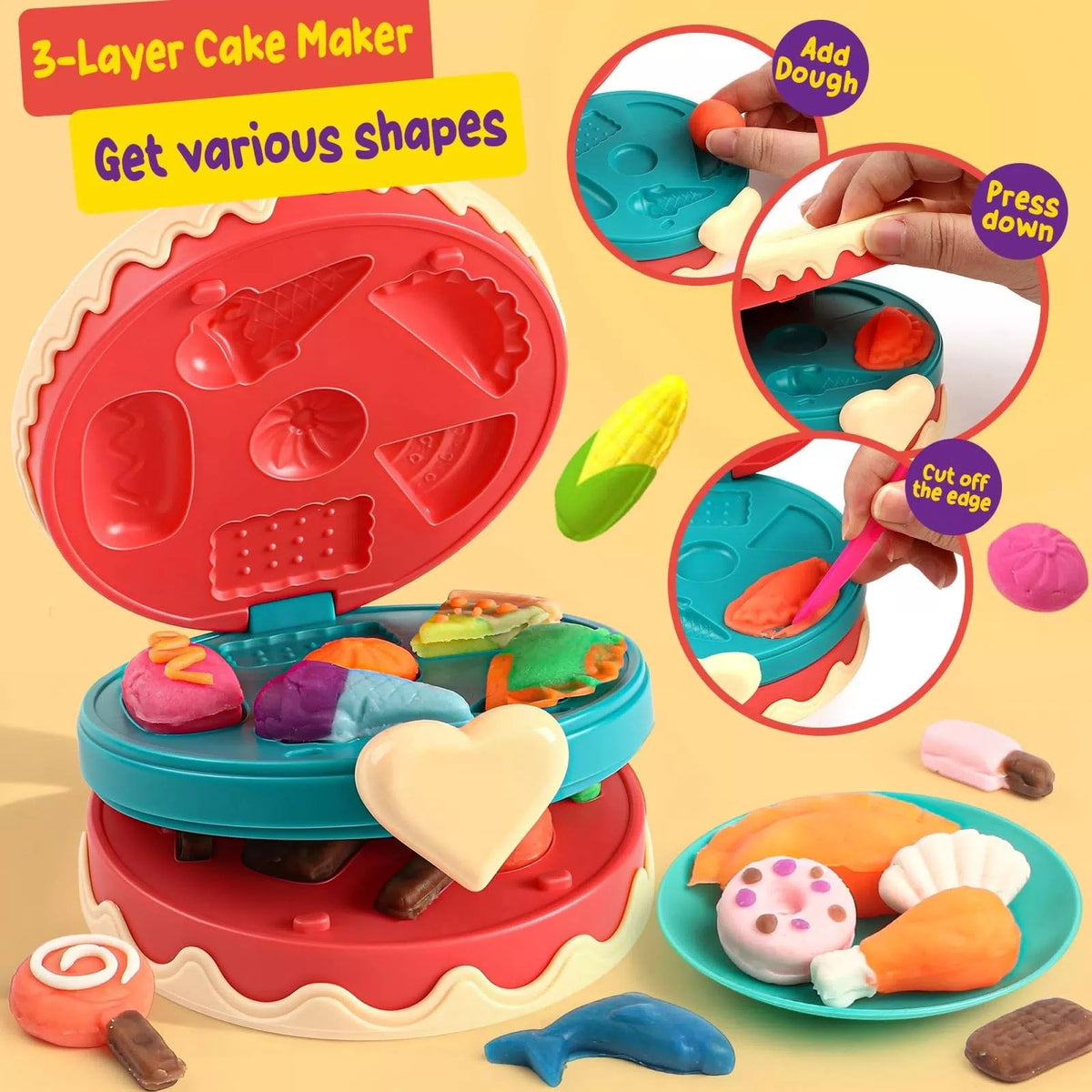 4 in 1 Playdough Sets for Kids Ages 4-8, 24 Colors Dough Accessories Colorful [6]